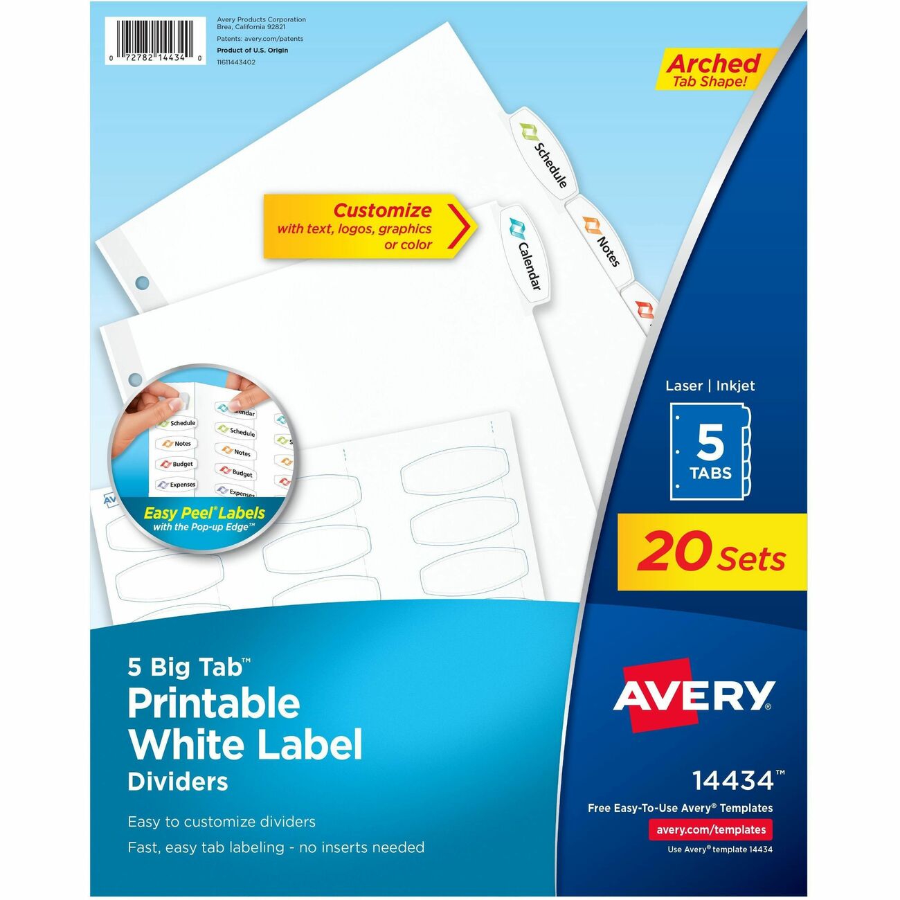Avery Dividers Ez-Pl Lbl 5Tb 20Pk