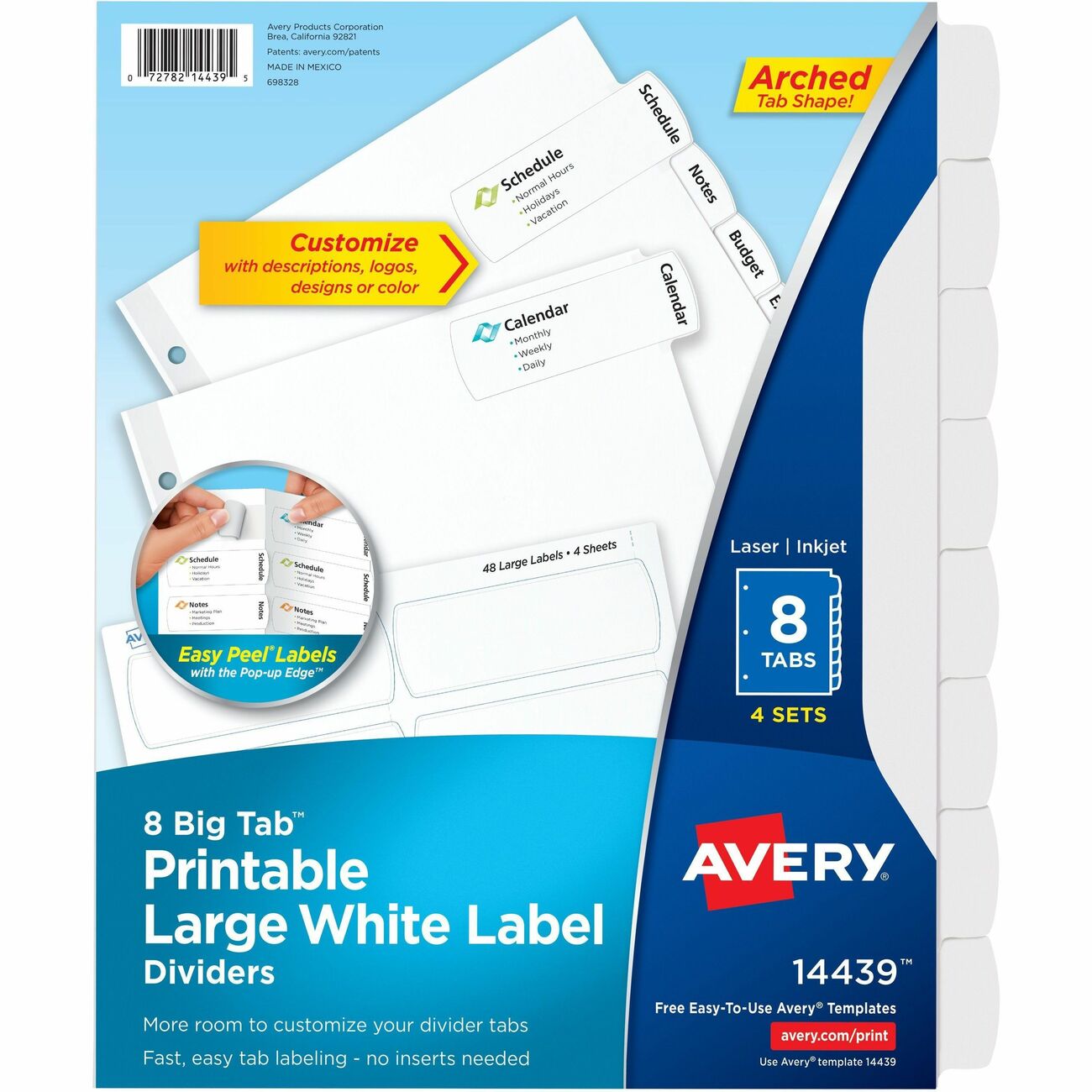 Avery Dividers Ezpeel Lbl 8Tb 4Pk