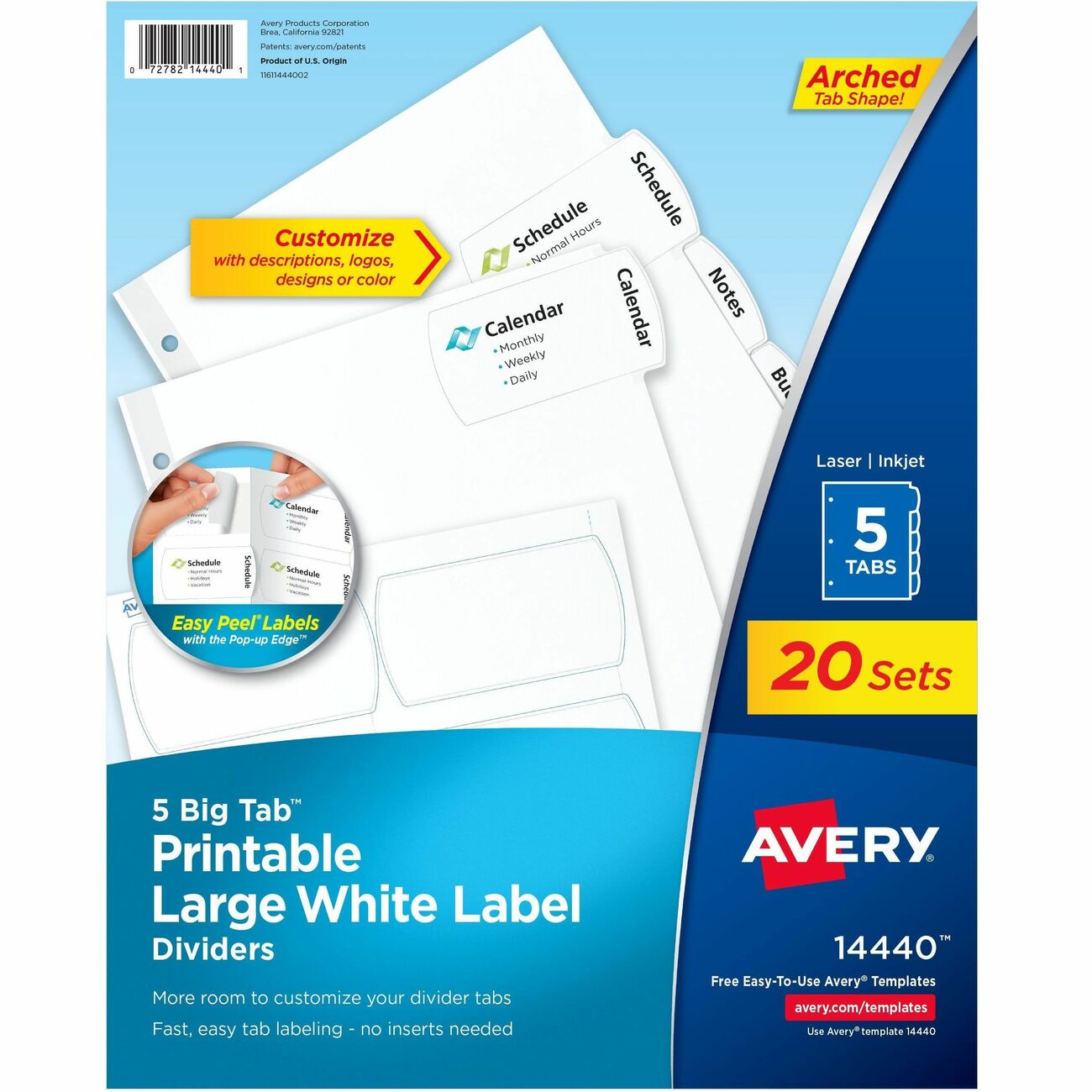 Avery Dividers Ezpeel Lg 5Tb 20Pk