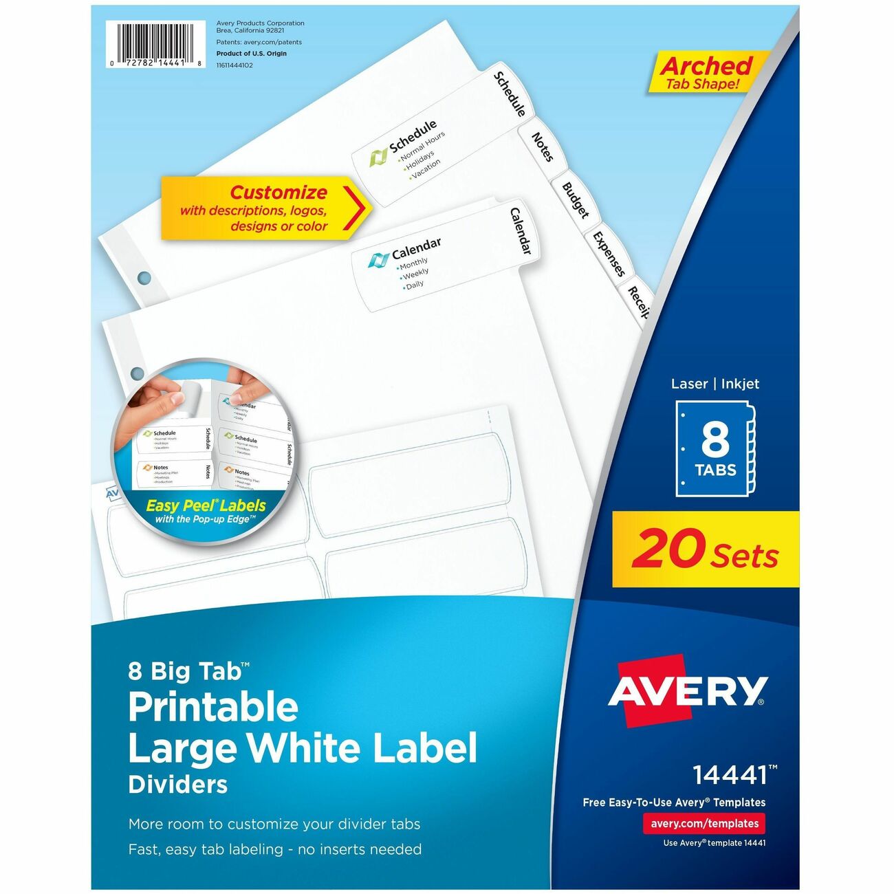 Avery Dividers Ezpeel Lg 8Tb 20Pk