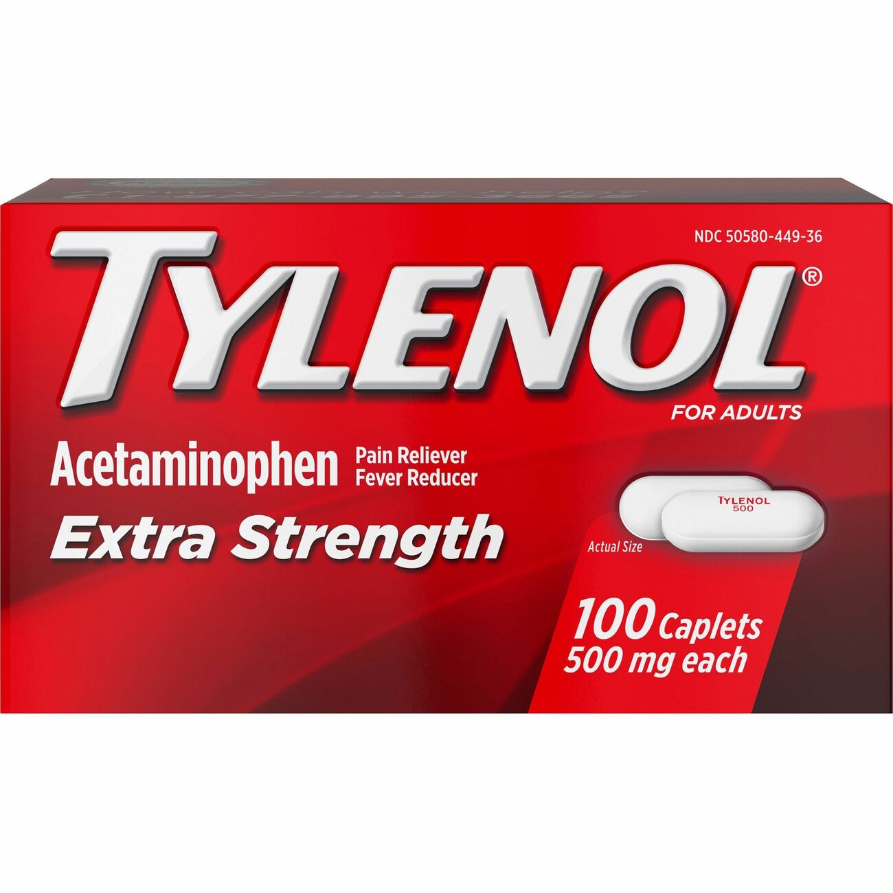 Tylenol Extra Strength 100 Caplet Bottle