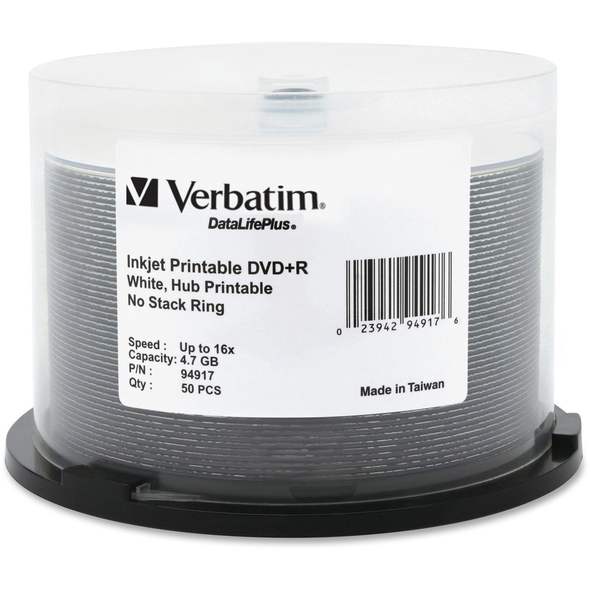 Verbatim DataLifePlus 94917 DVD Recordable Media - DVD+R - 16x - 4.70 GB - 50 / Pack - White