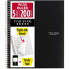 Five Star Wirebound Black 5-subject Notebook