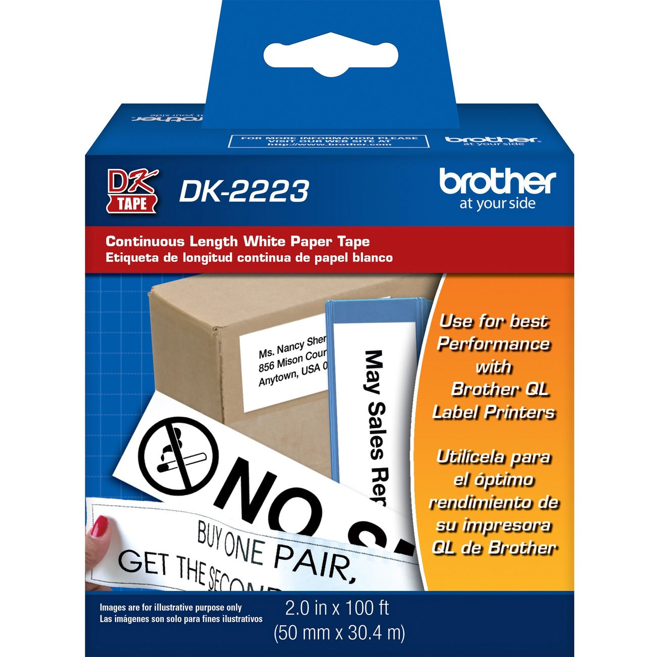 Brother Label Cont 2'X100 Bk/We