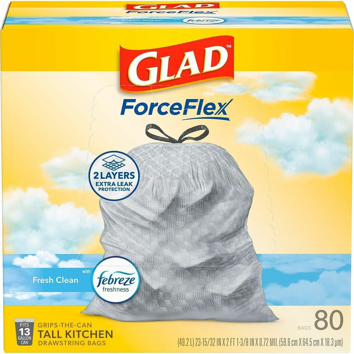 Glad ForceFlex Tall Kitchen Drawstring Trash Bags