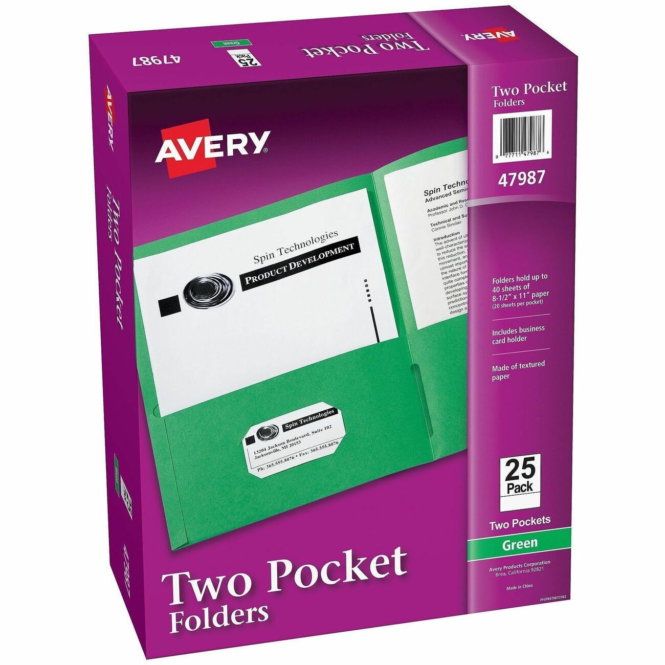 Avery Folder 2-Pocket Letter Grn