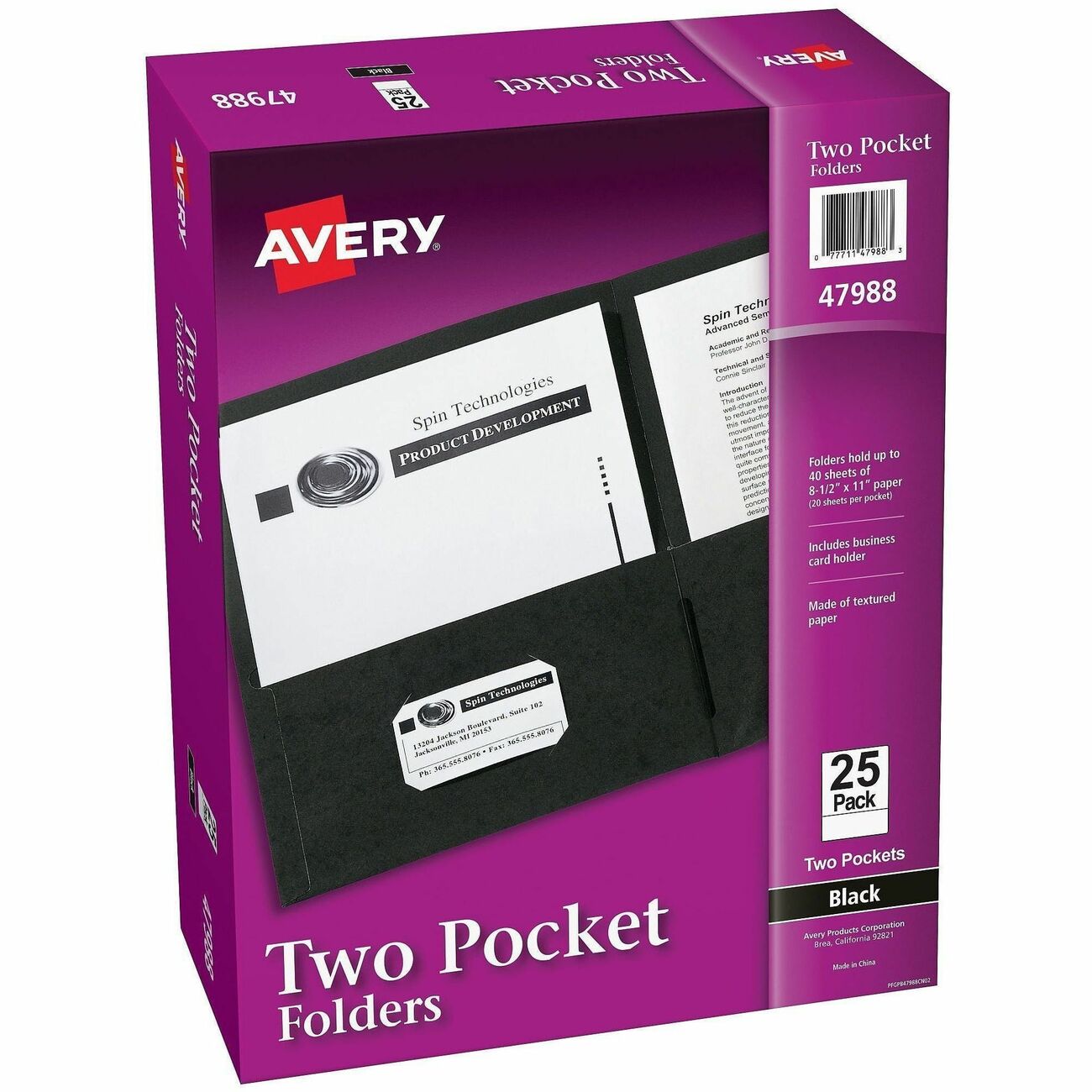 Avery Folder 2-Pocket Letter Blk