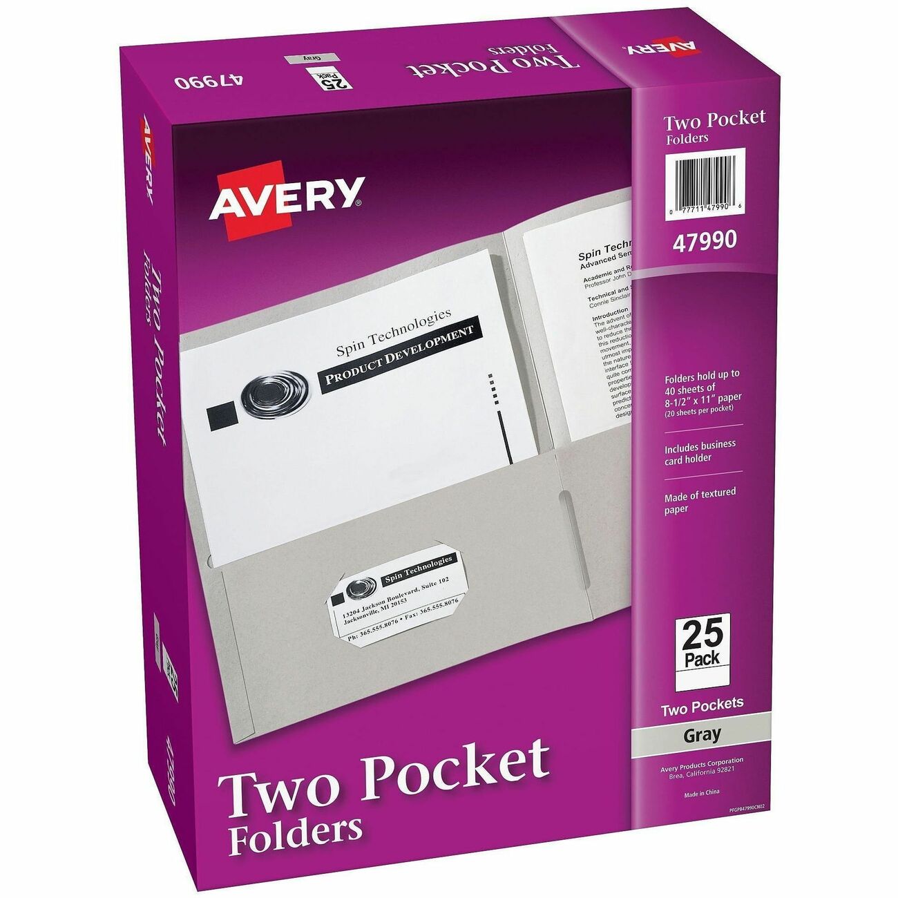 Avery Folder 2-Pocket Letter Gry