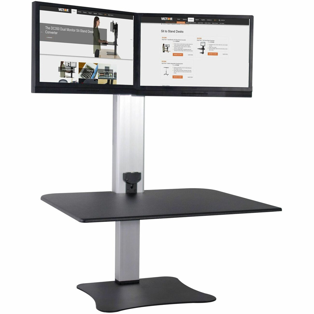 Victor High Rise Electric Dual Monitor Height Adjustable Standing Desk Workstation