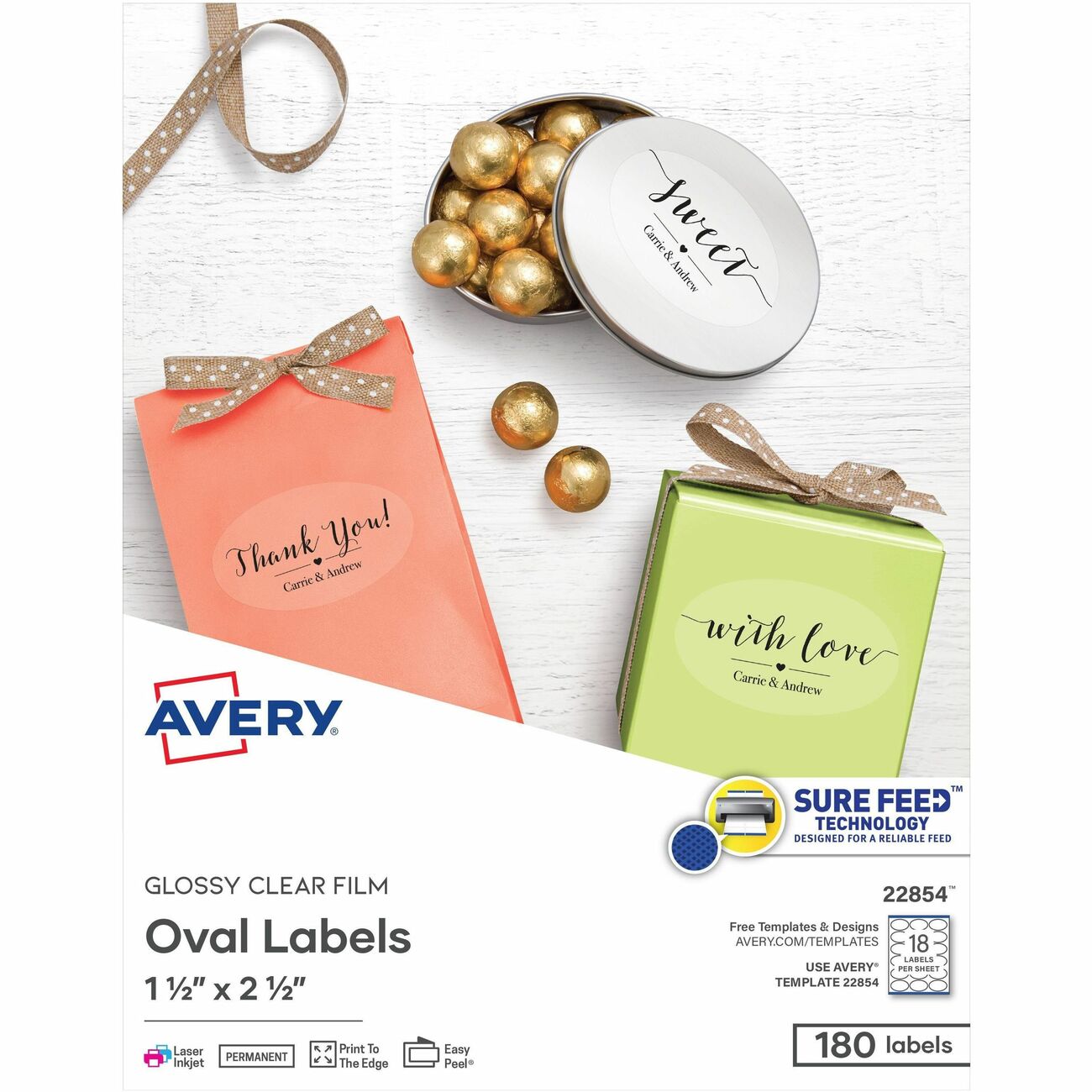 Avery Labels Oval 18Up Clr