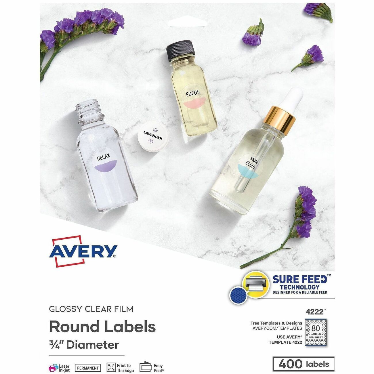 Avery Labels Round 3/4 80Up Clr