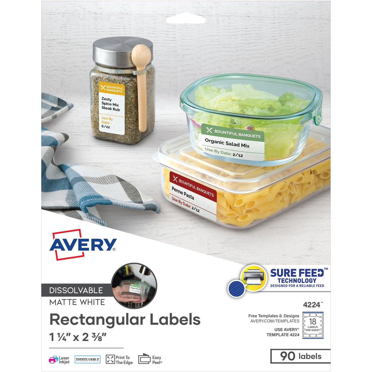 Avery Labels Dissolv Rect 18Up We