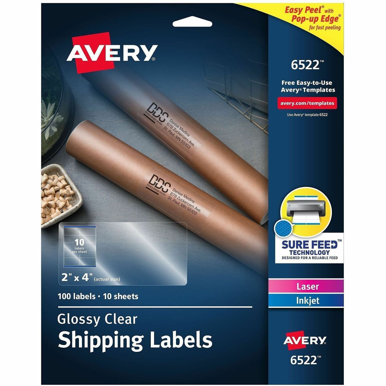 Avery Label Shp 10Up 100Pk Gclr