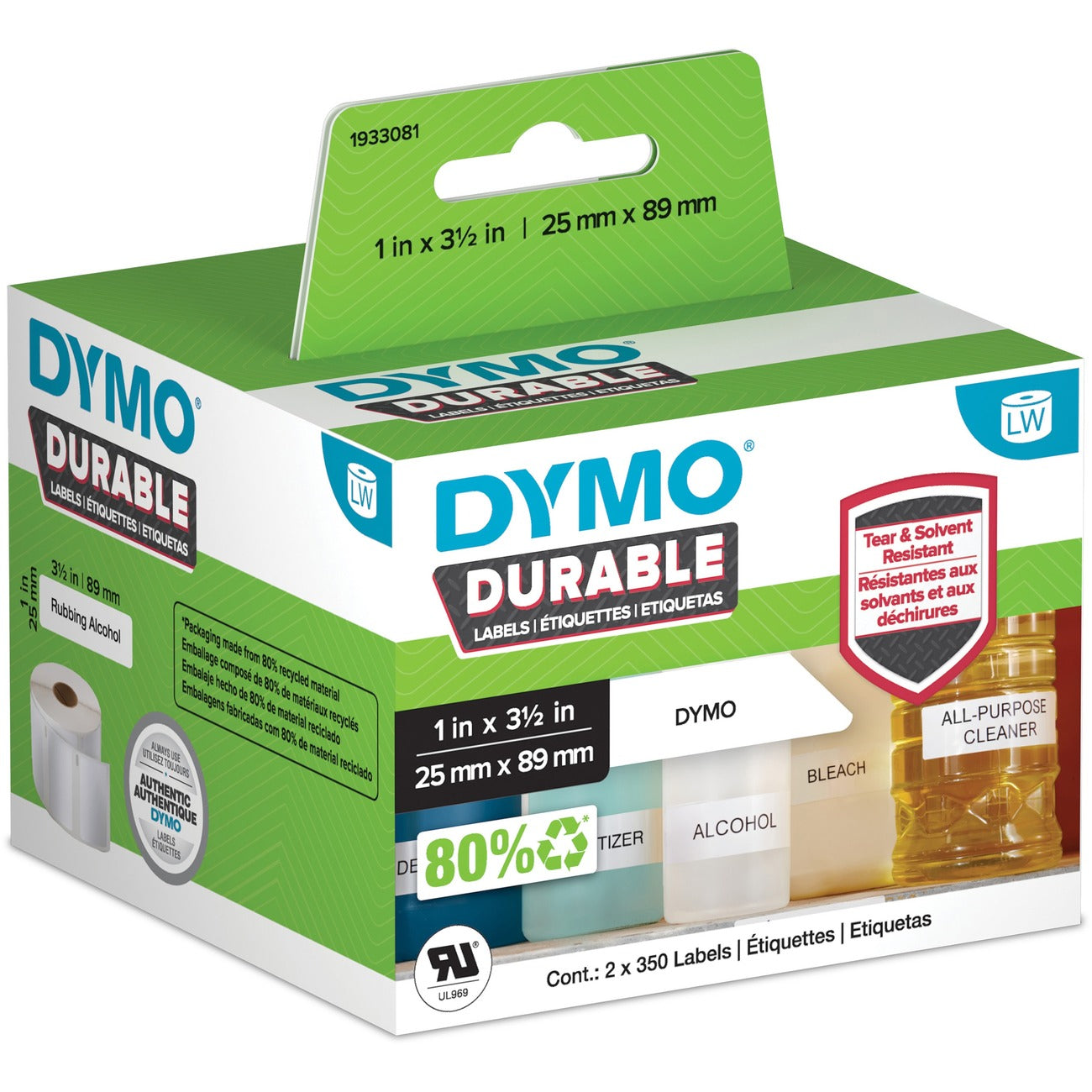 DYMO Label Lw Durable 1'X3-1/2'