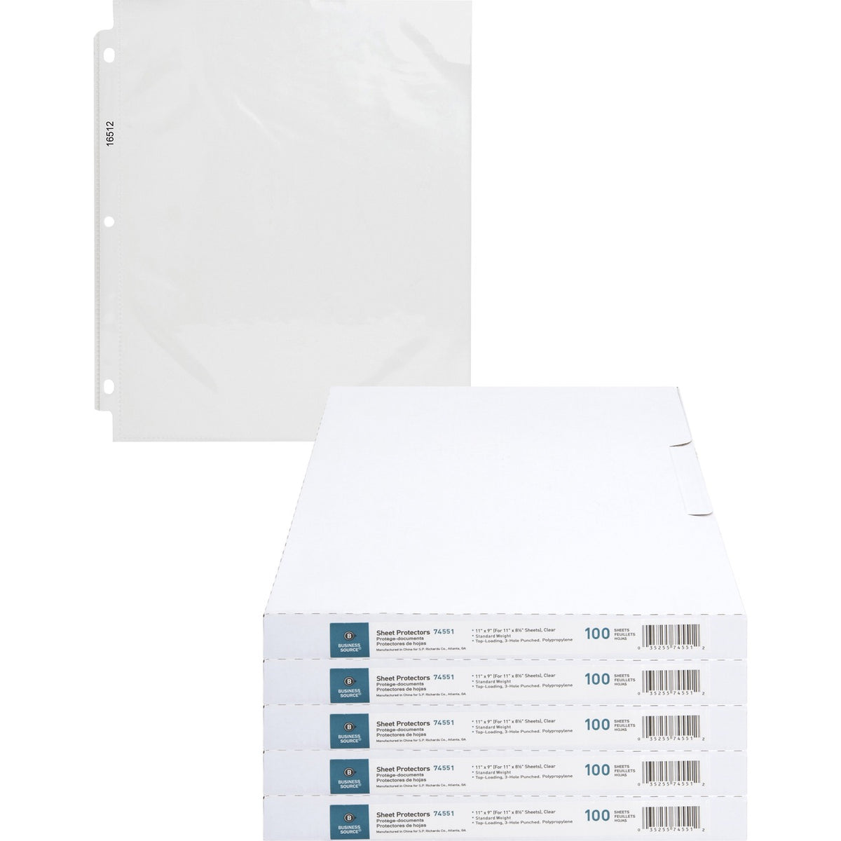 Business Source Protector Sheet Stndrd Clr