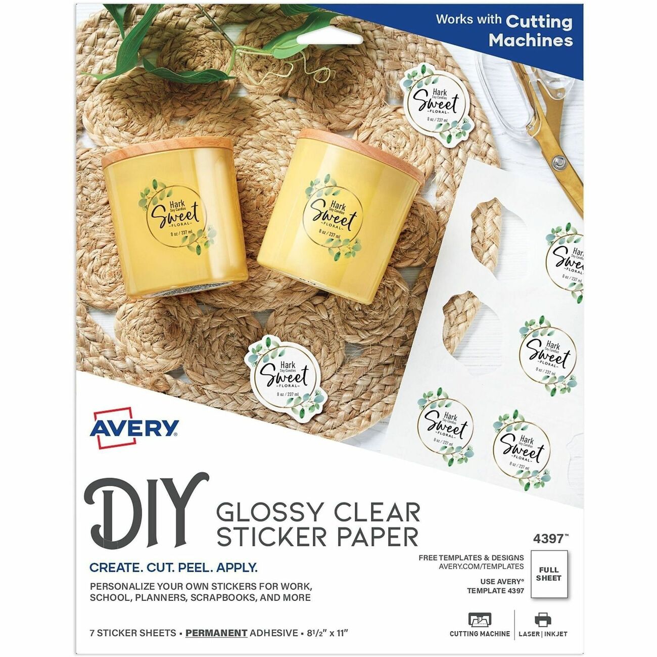 Avery Printable Sticker Paper, 1-Up