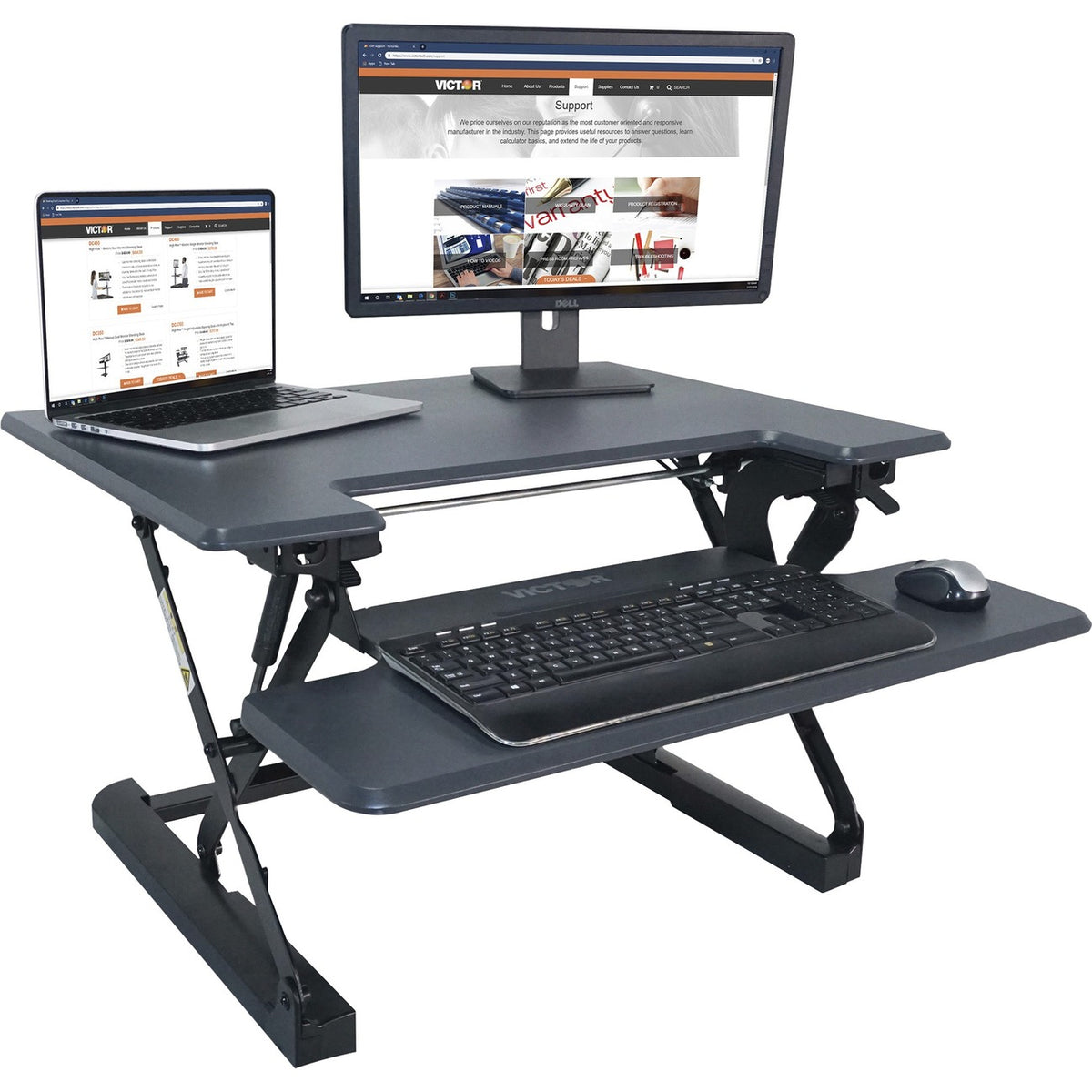 Victor High Rise Height Adjustable Standing Desk with Keyboard Tray