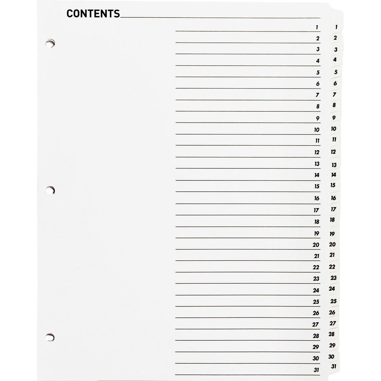Business Source Dividers Index Toc 1-31 We
