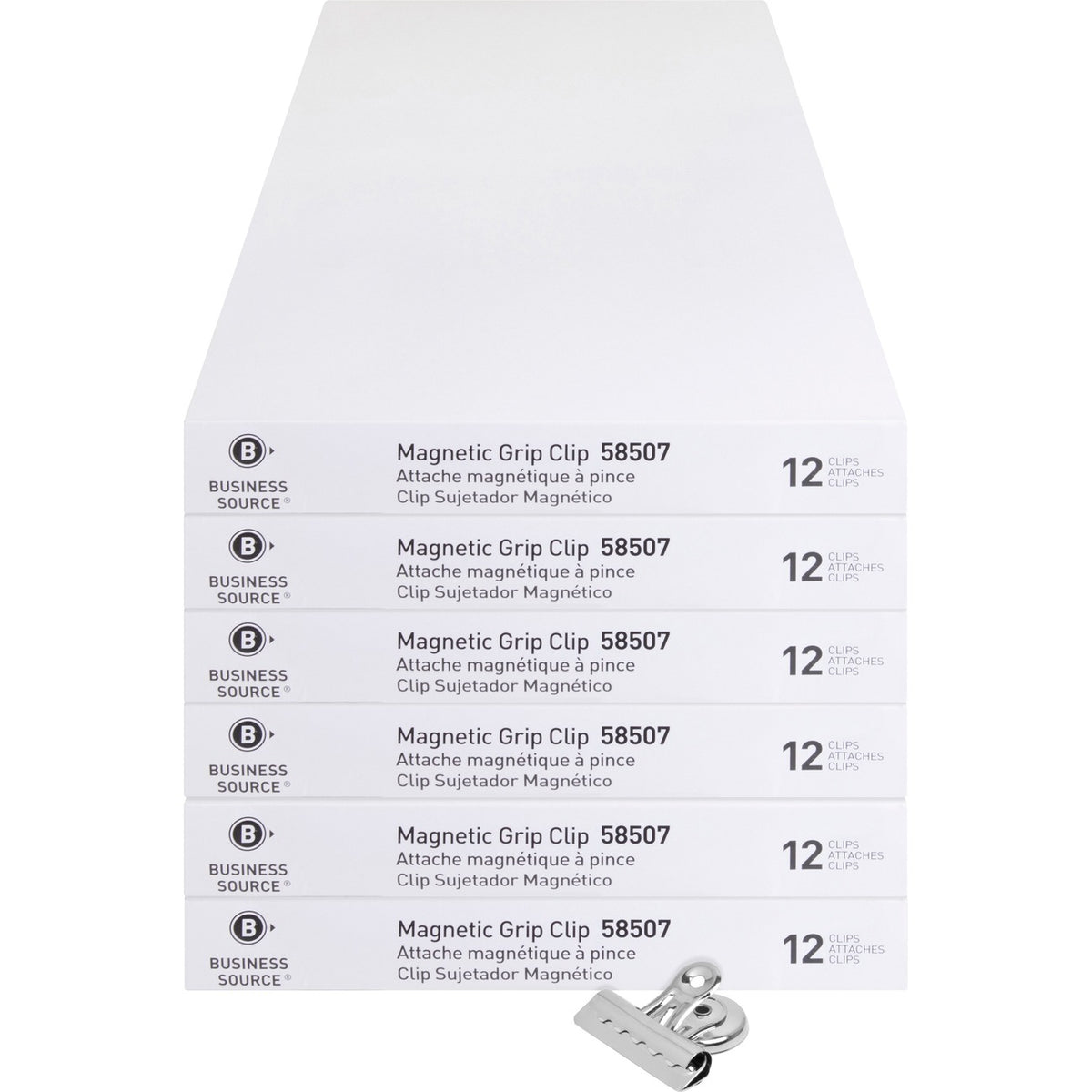 Business Source Clip Grip Magnetic #2 12Pc