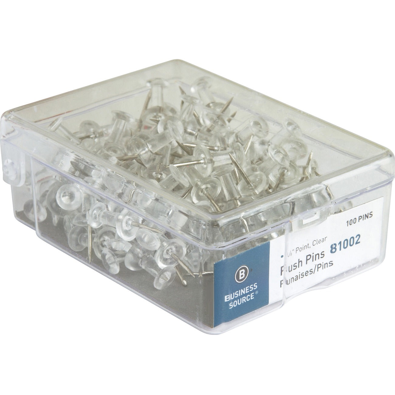 Business Source Pin Push Clear 100/Bx