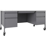 Lorell Fortress Series Mobile Double-Pedestal Teachers Desk