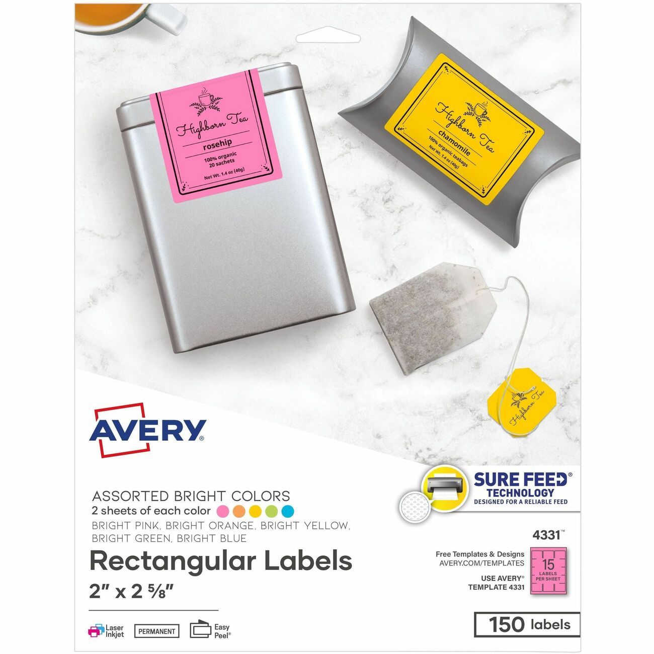 Avery Label Color 15Up Ass 150Pk