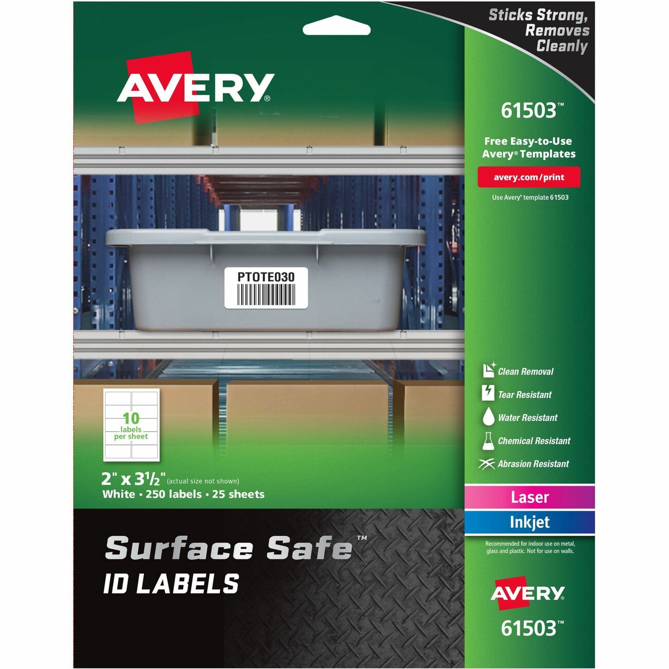 Avery Label Srfsafe Rem Wht 250Pk