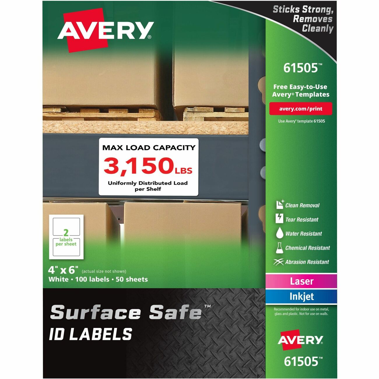 Avery Label Srfsafe Rem Wht 100Pk