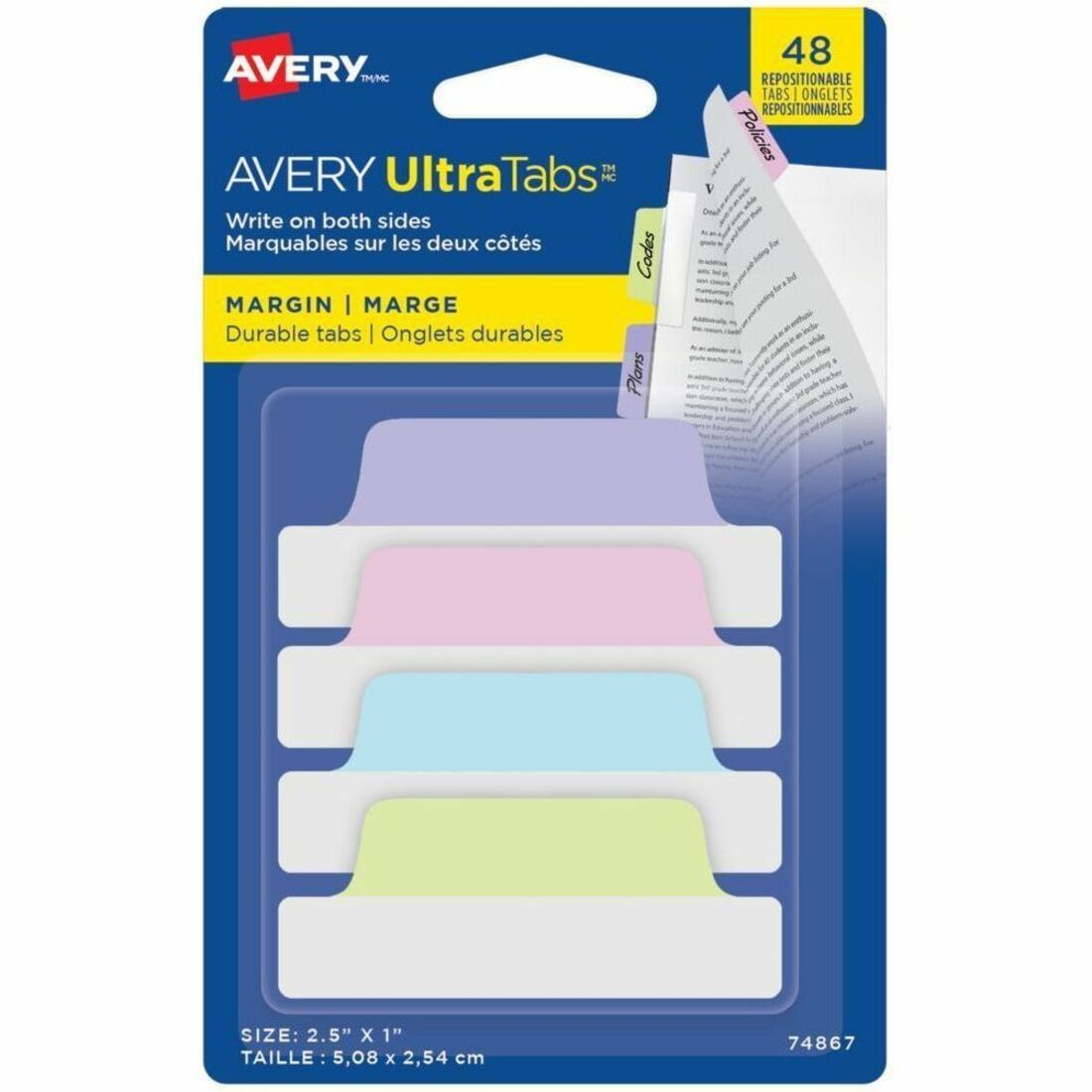 Avery Tabs Repos 2.5X1 Pstl 48Pk