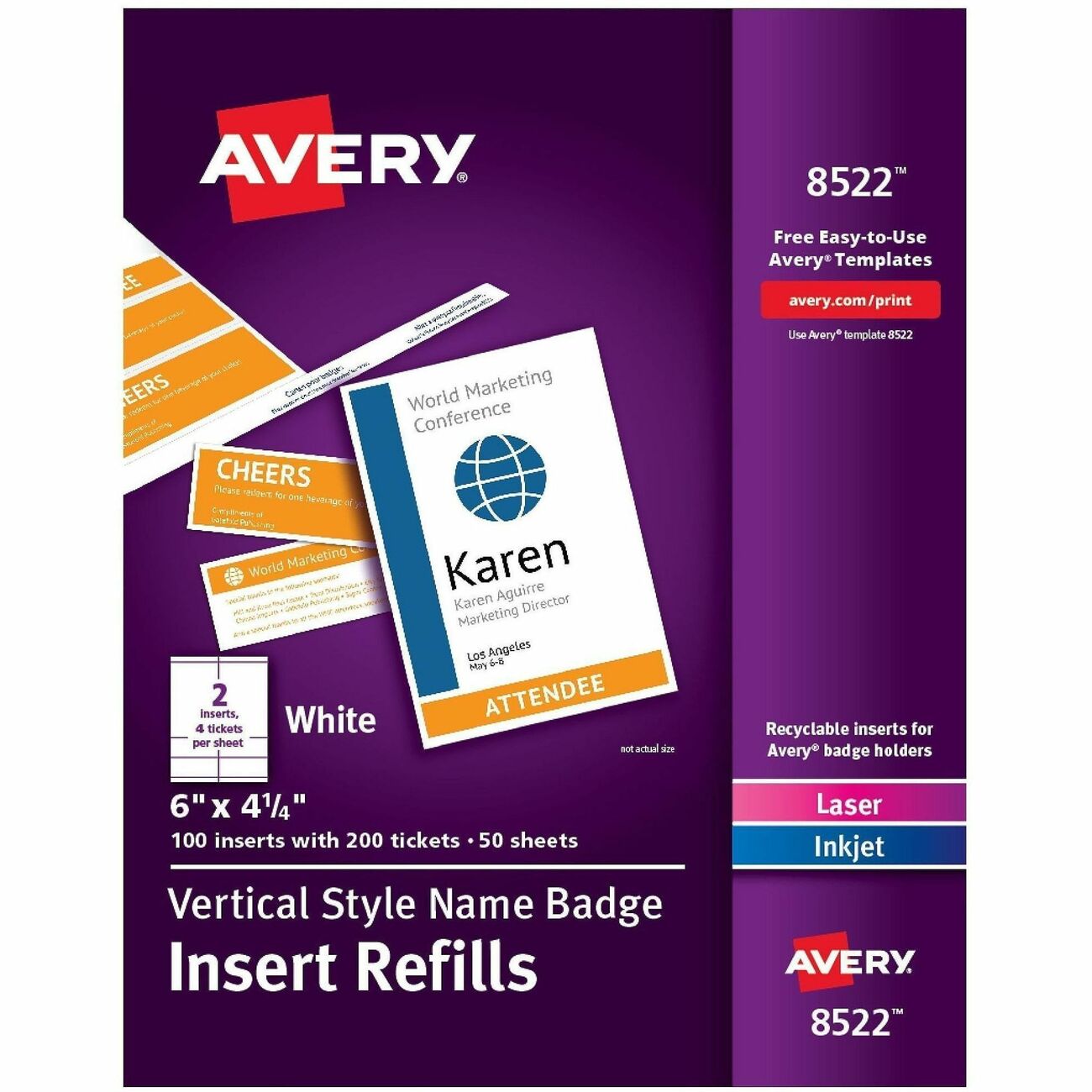 Avery Badge Refill 6X4 100Bx