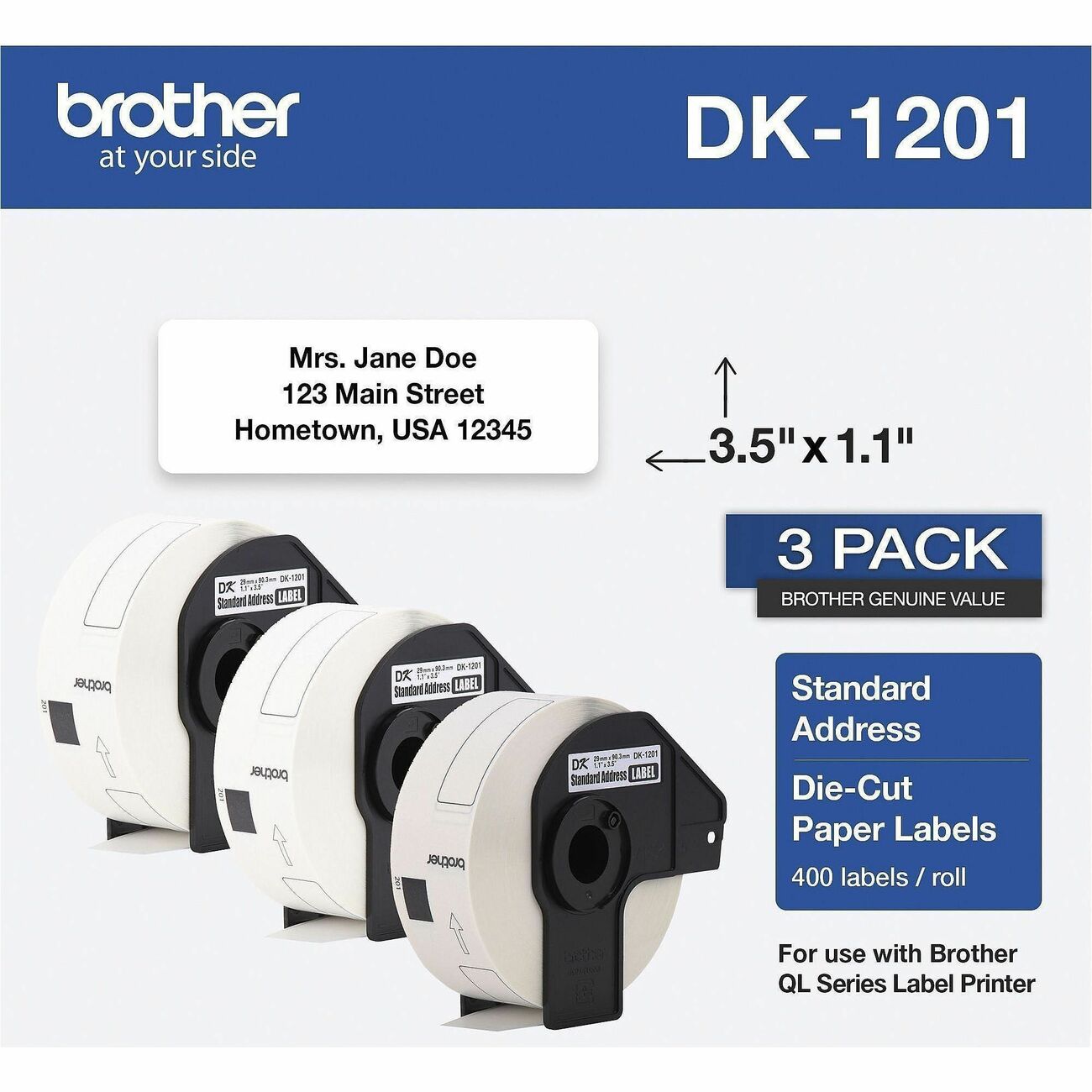 Brother Label 1.1' X 3.5' 3Pk