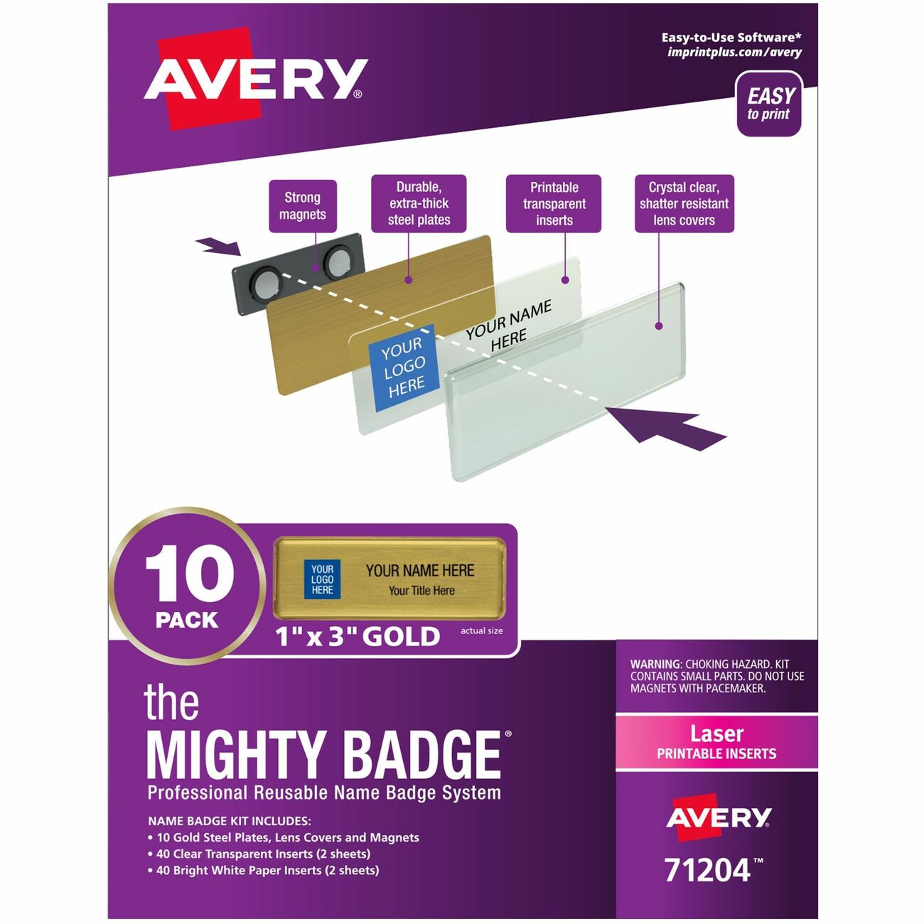 Avery Kit Badge Mgnt Lsr Gld 10Pk