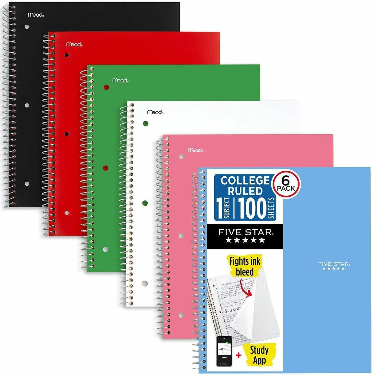 Mead Five Star Subject Spiral Notebook