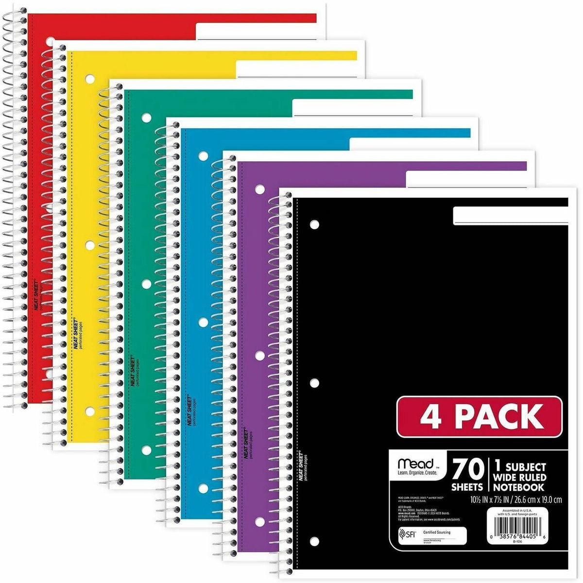 Mead 1 Subject Wide Ruled Spiral Notebook