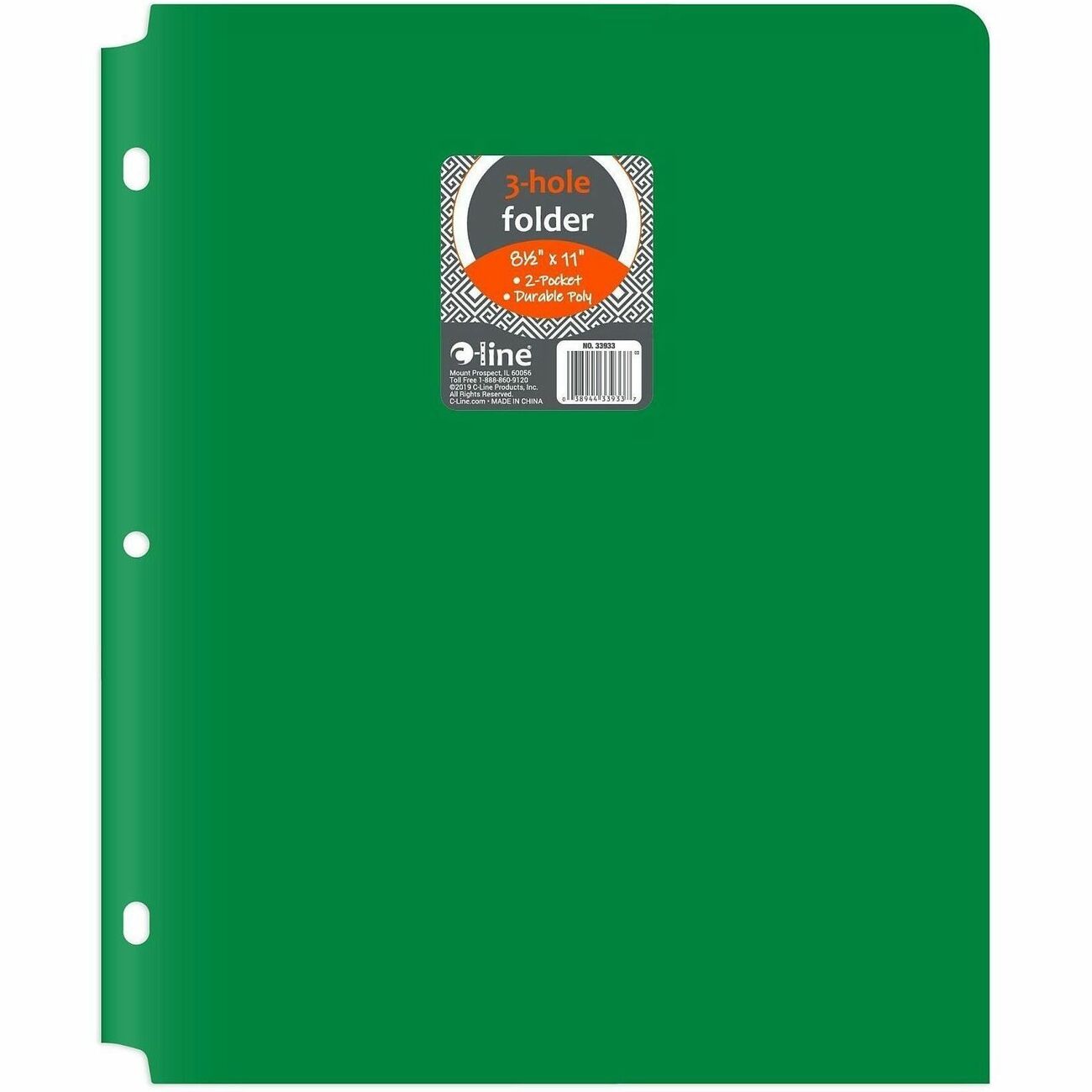 C-Line Portfolio Poly Hvywt 3Hl Gn