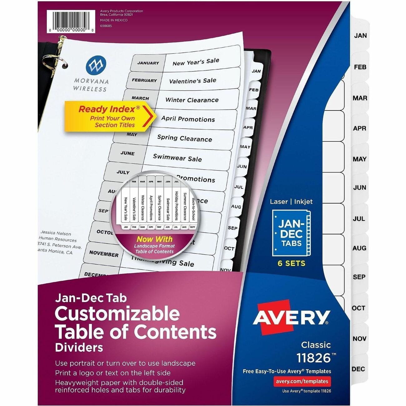 Avery Divider Ri Months Mc 6Pk