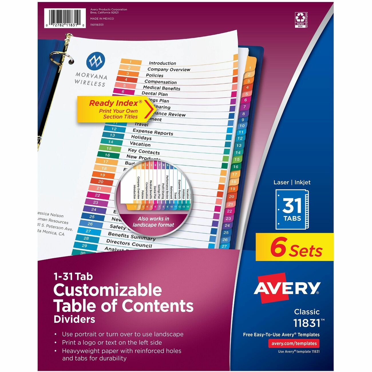 Avery Divider Ri 1-31Tb Mc 6Pk