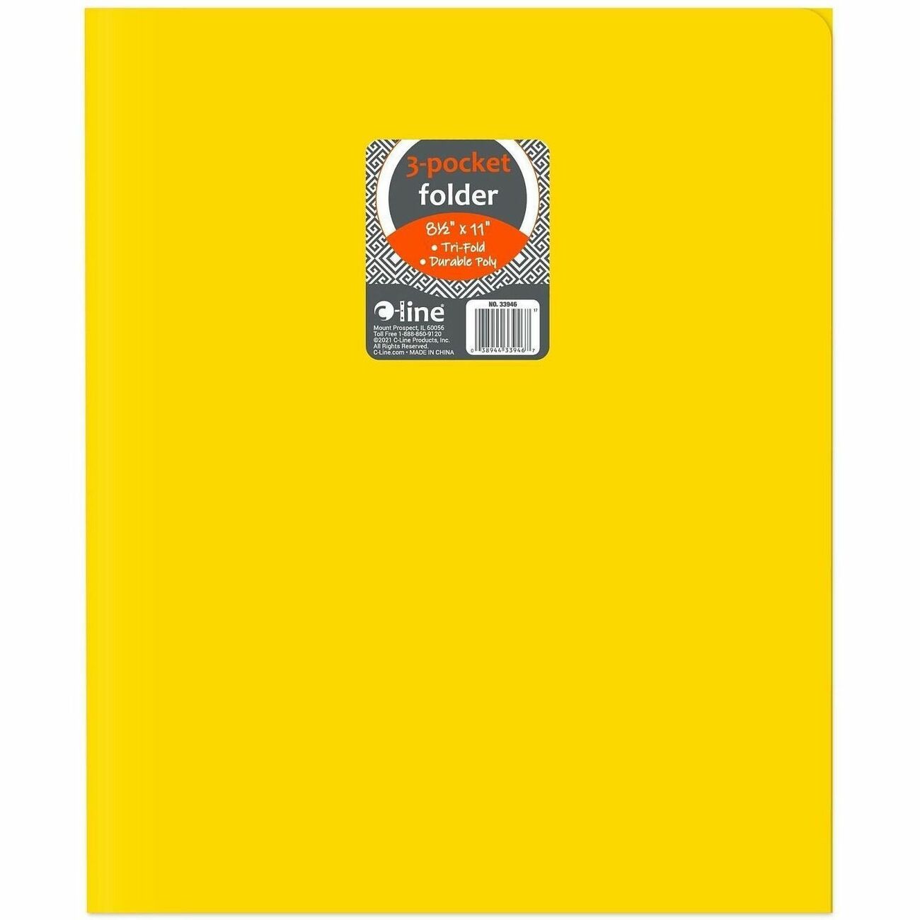 C-Line 3-Pocket Poly Port Yel 24/Bx