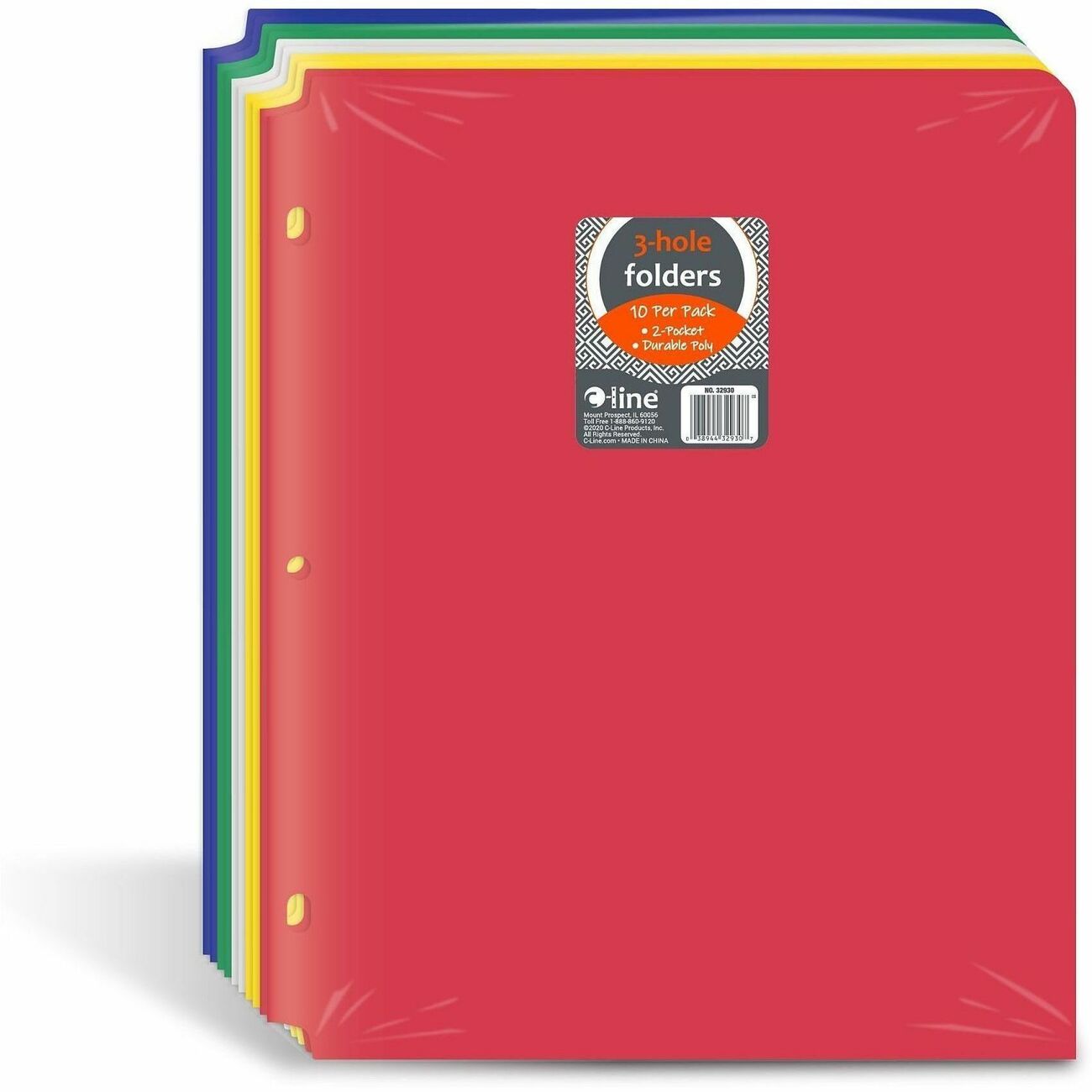 C-Line Folder Poly 3-Hole 10/Pk