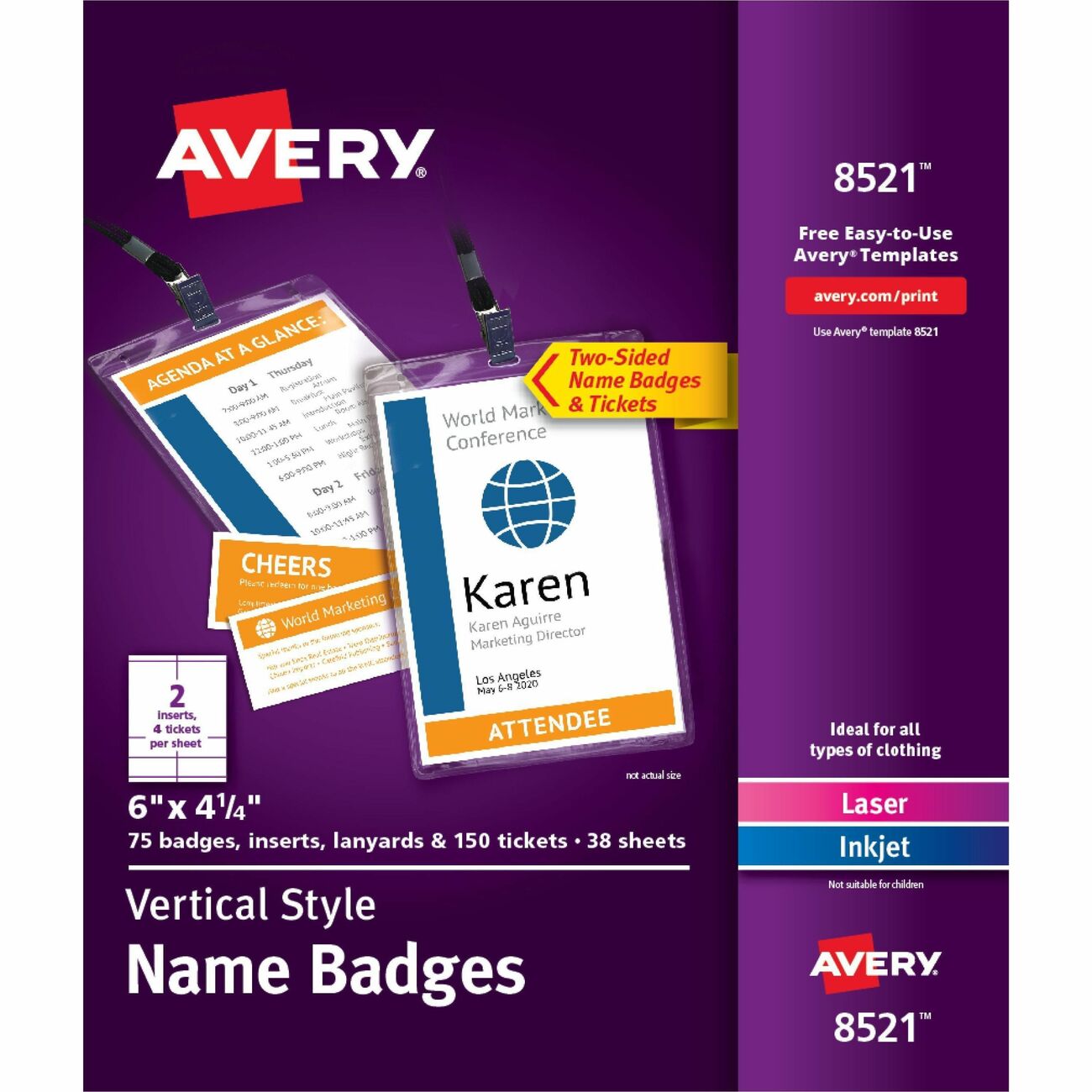 Avery Kit Badge Vertical Hng 75Bx