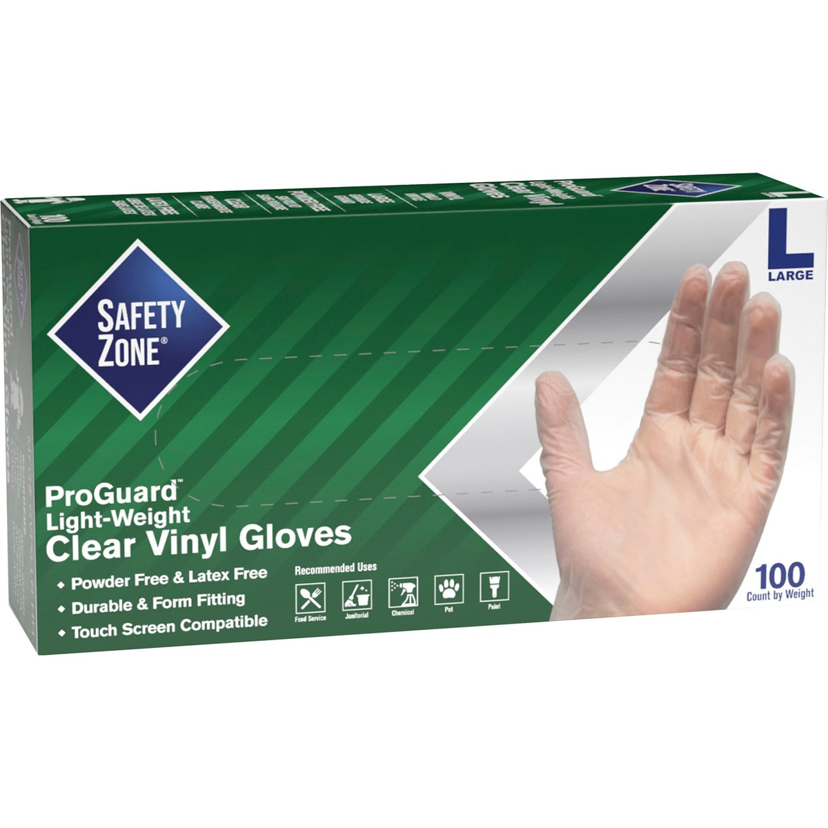 Safety Zone Powder Free Clear Vinyl Gloves