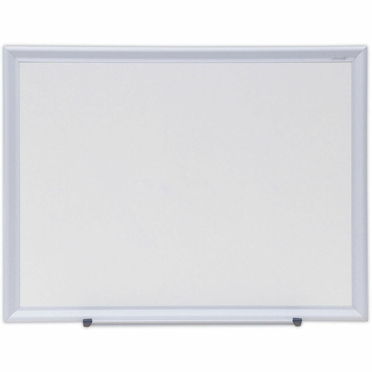 Universal Deluxe Melamine Dry Erase Board, 24" x 18" , White Surface, Satin Aluminum Frame