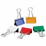 Universal Binder Clips with Storage Tub, Medium, Assorted Colors, 24/Pack