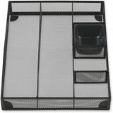 Universal Metal Mesh Drawer Organizer, Six Compartments, 15 x 11.88 x 2.5, Black