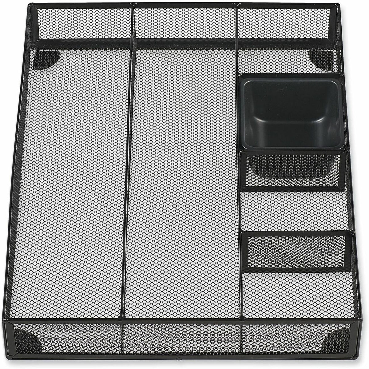 Universal Metal Mesh Drawer Organizer, Six Compartments, 15 x 11.88 x 2.5, Black