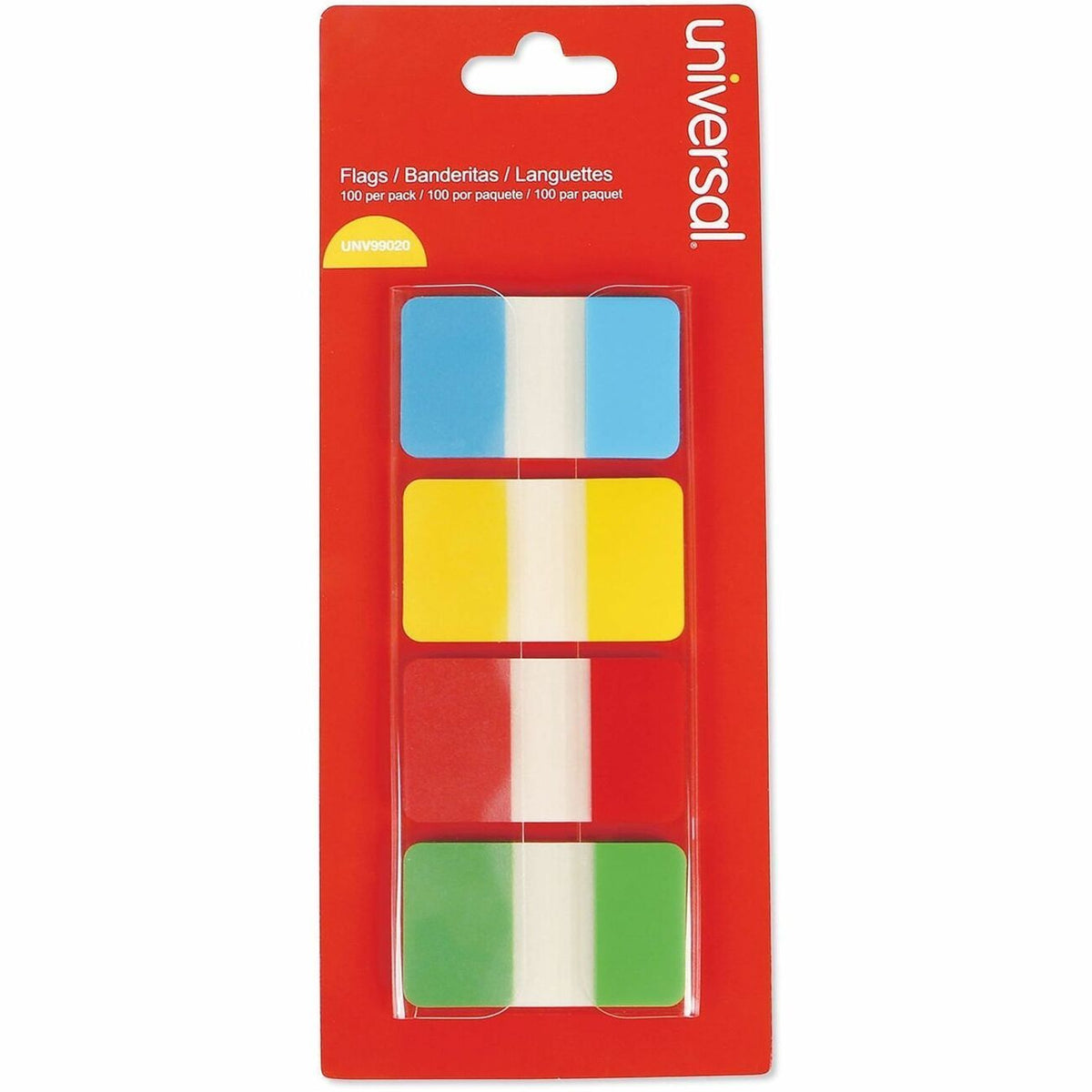 Universal Self Stick Index Tab, 1" , Assorted Colors, 100/Pack