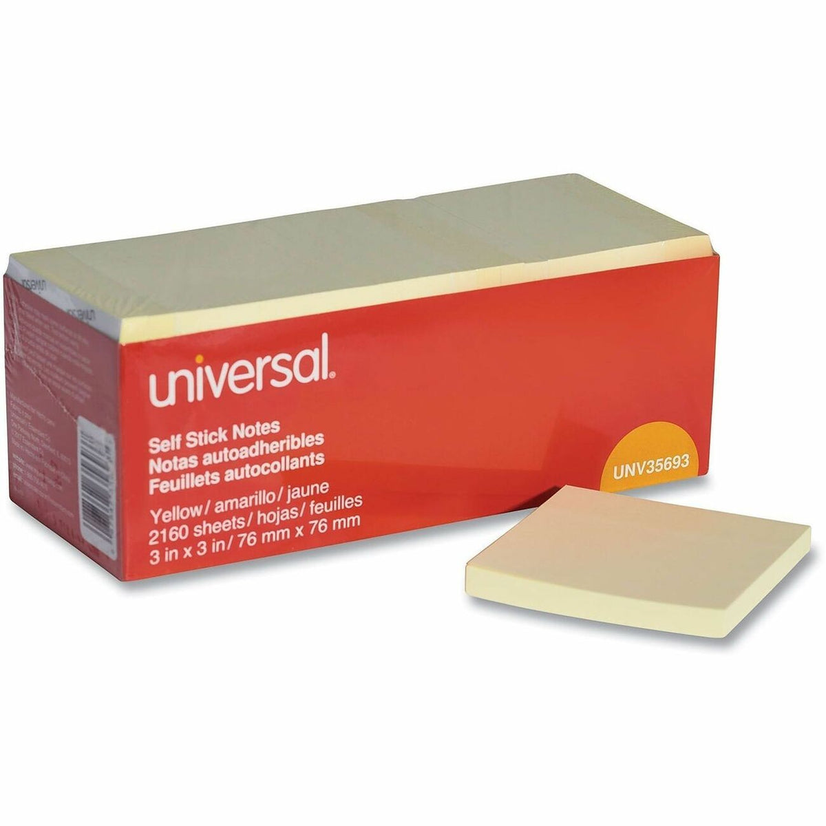 Universal Self-Stick Note Pad Cabinet Pack, 3" x 3" , Yellow, 90 Sheets/Pad, 24 Pads/Pack