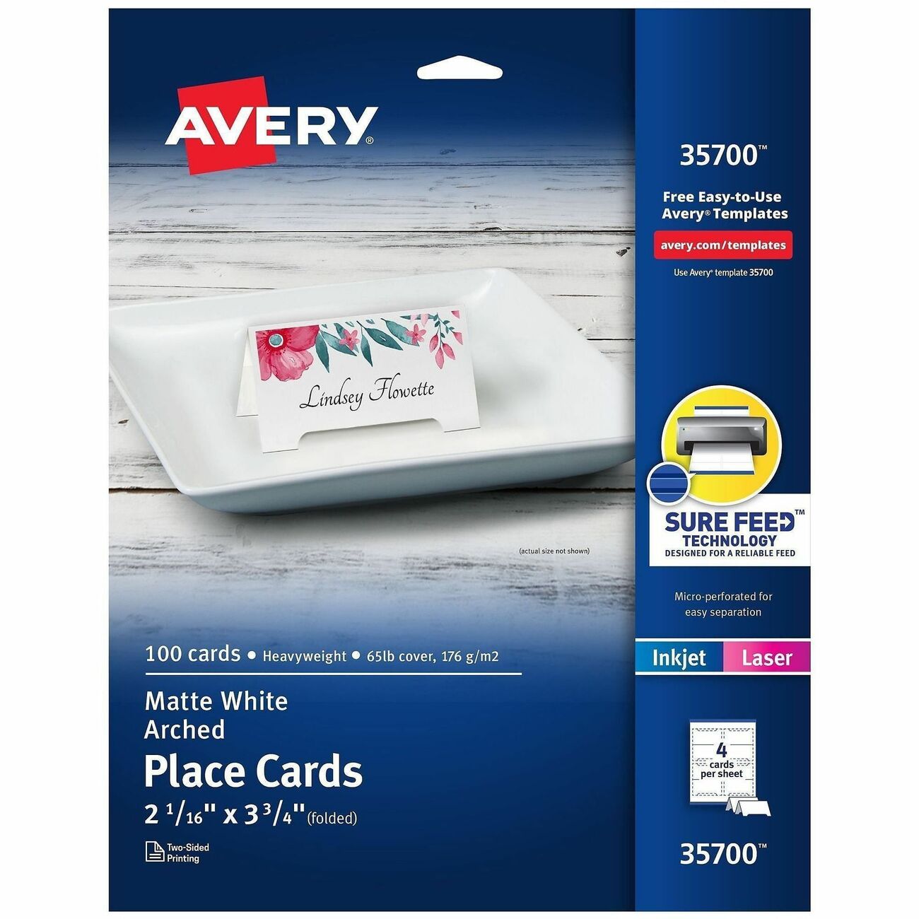 Avery Cards Tent Arched Wht 100Pk