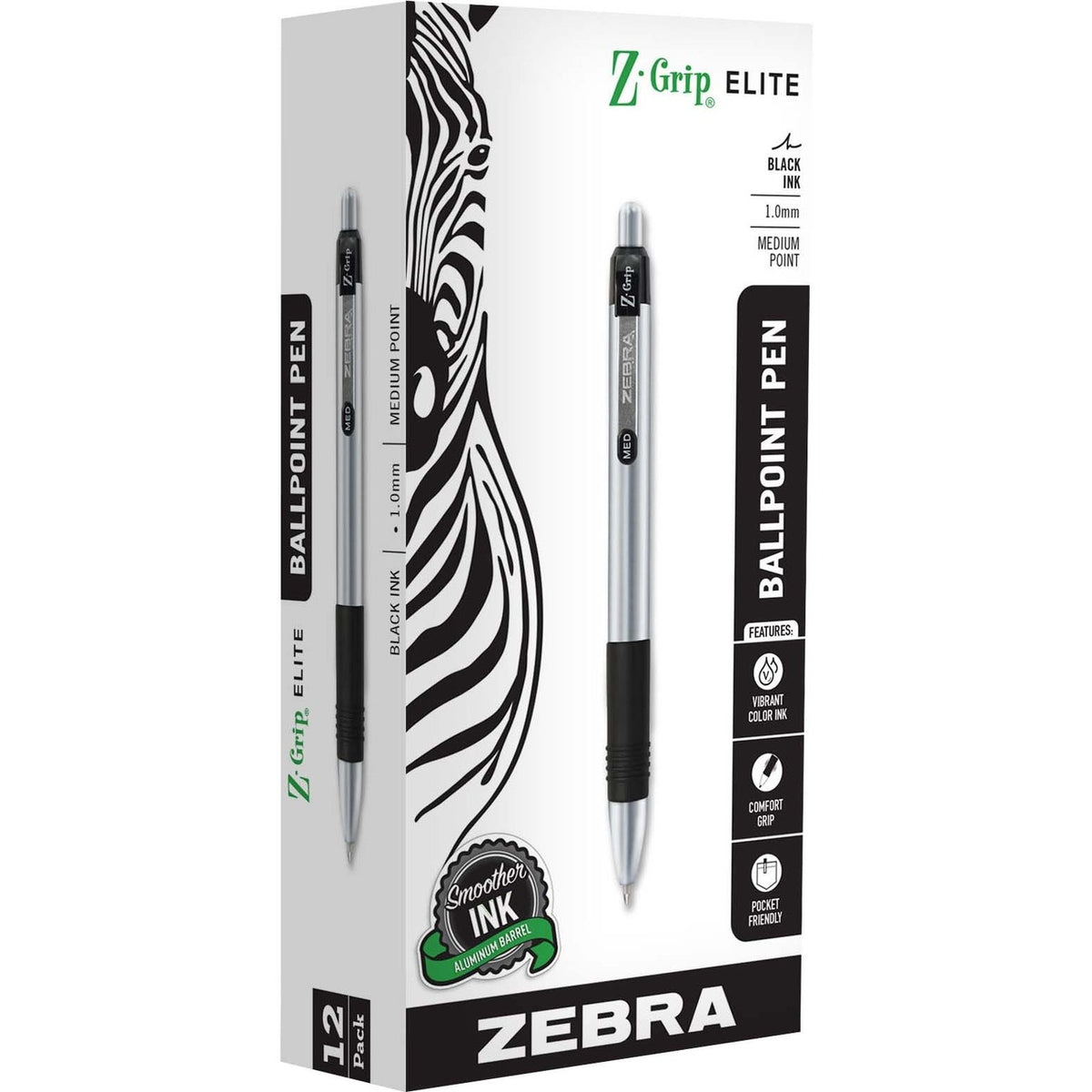 Zebra Z-Grip Elite Metal Retractable Ballpoint Pen