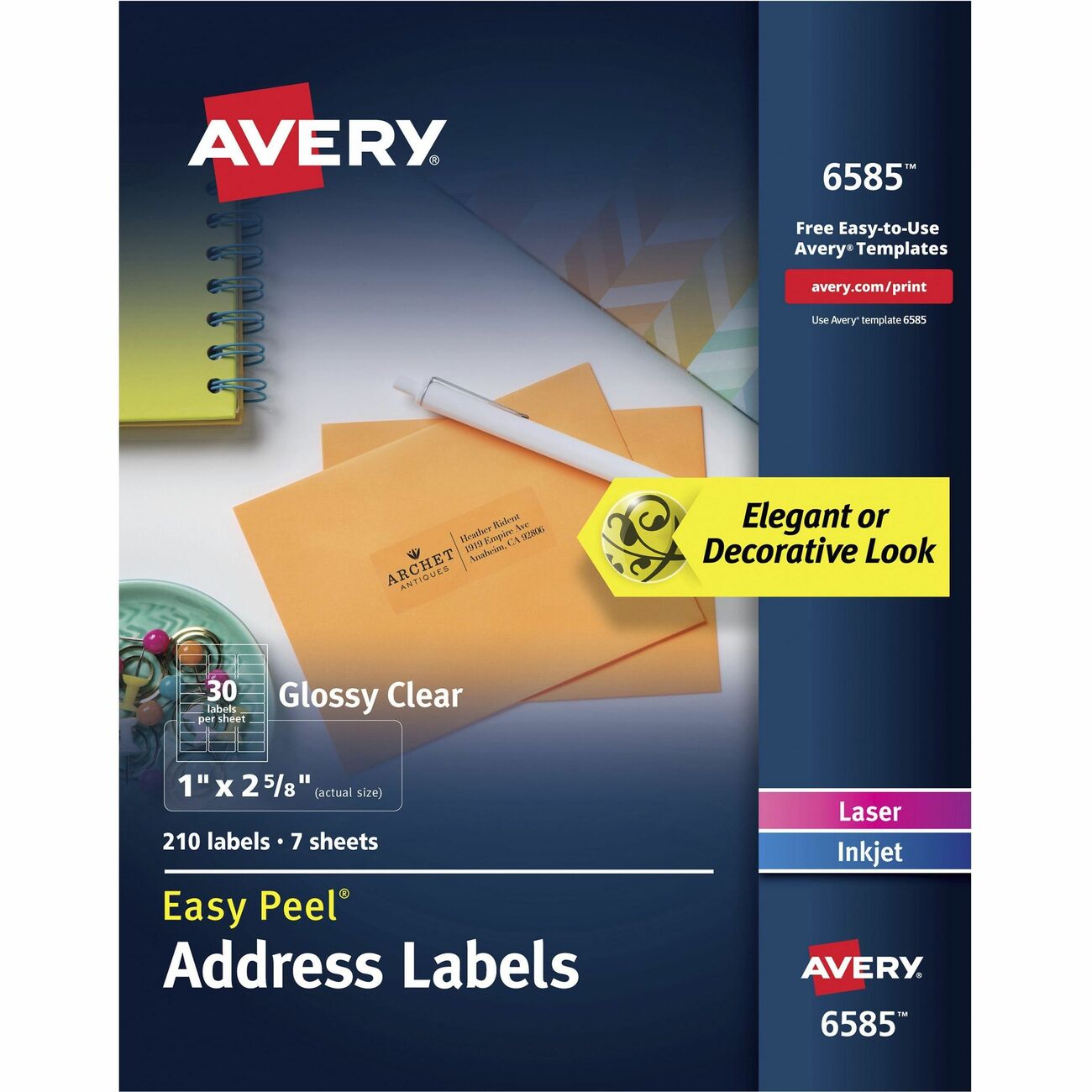 Avery Label Glossy Clr 30Up